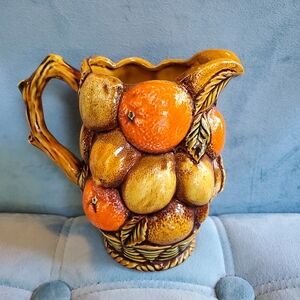 Vintage Inarco Fruit-Themed Ceramic Pitcher